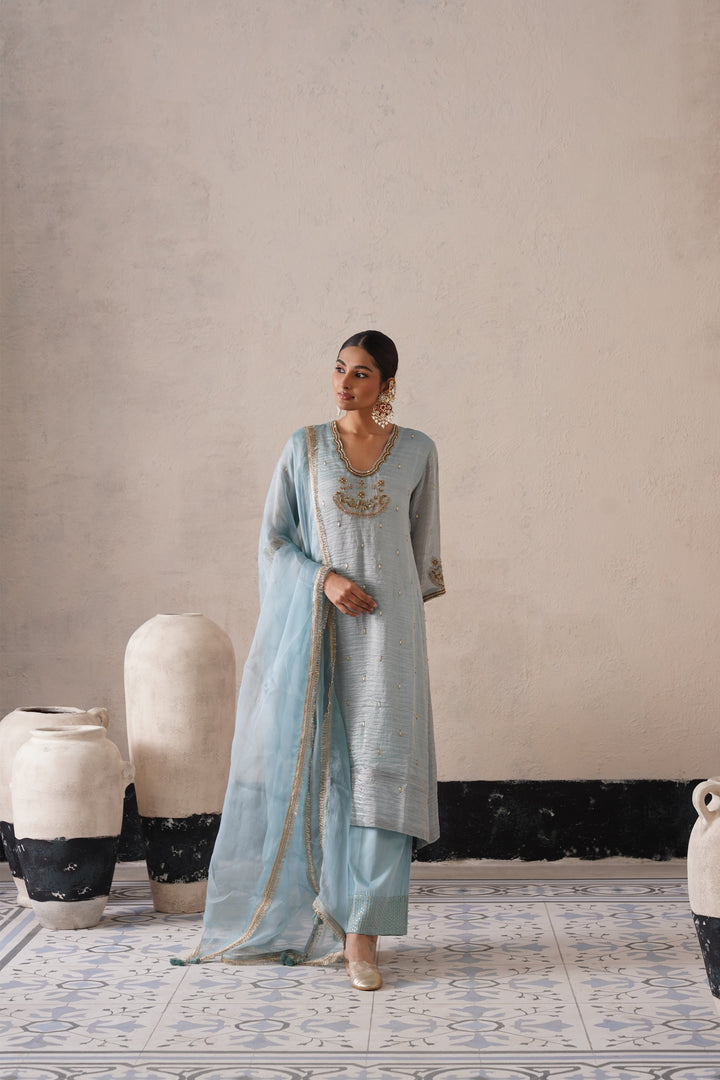 Powder Blue Straight Kurta