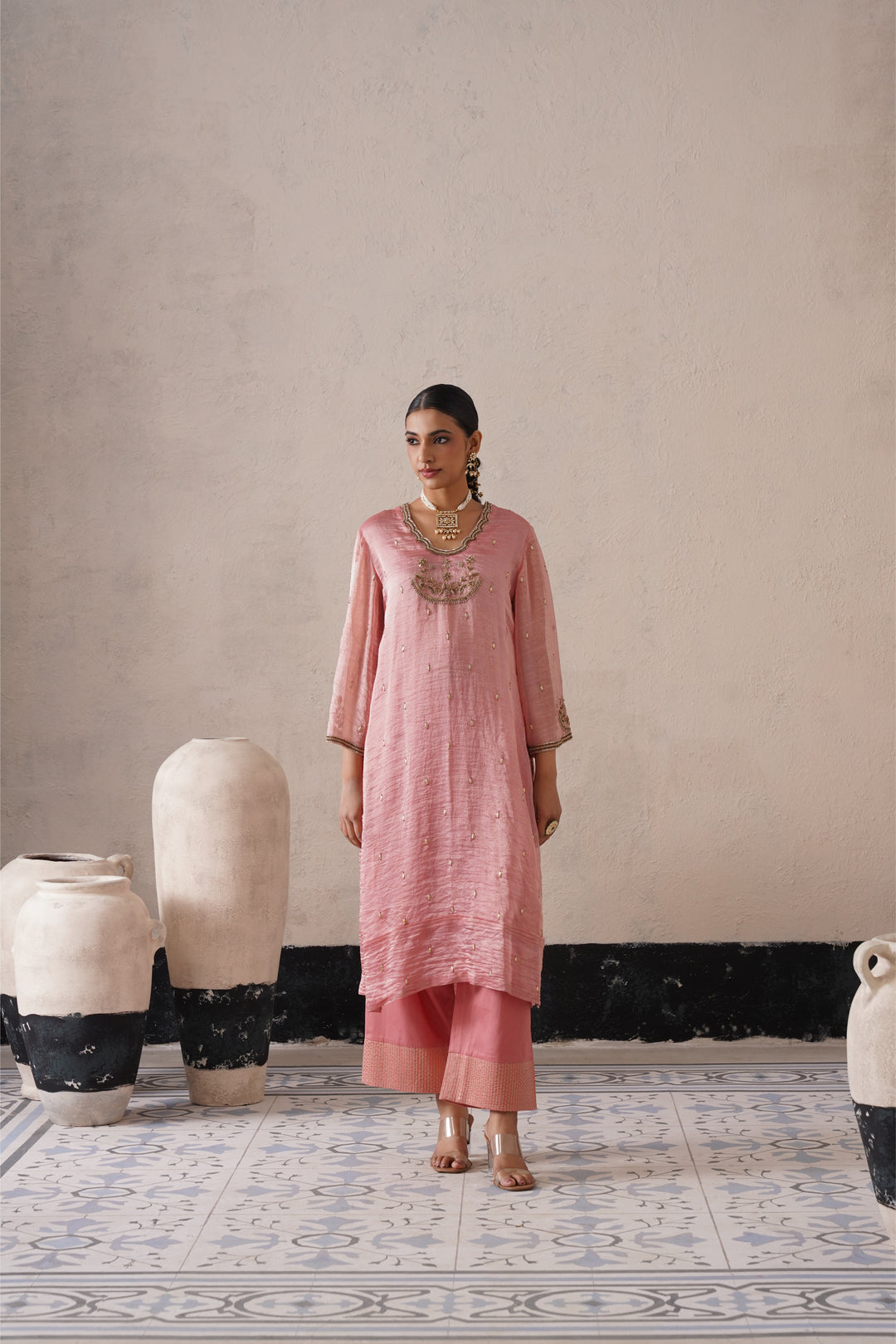 Blush Apricot Straight Kurta