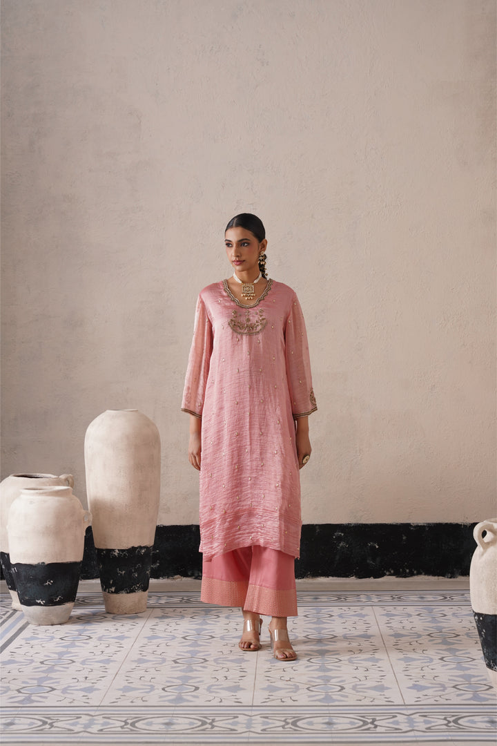 Blush Apricot Straight Kurta