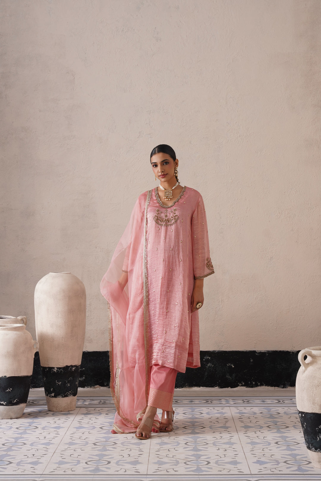 Blush Apricot Straight Kurta
