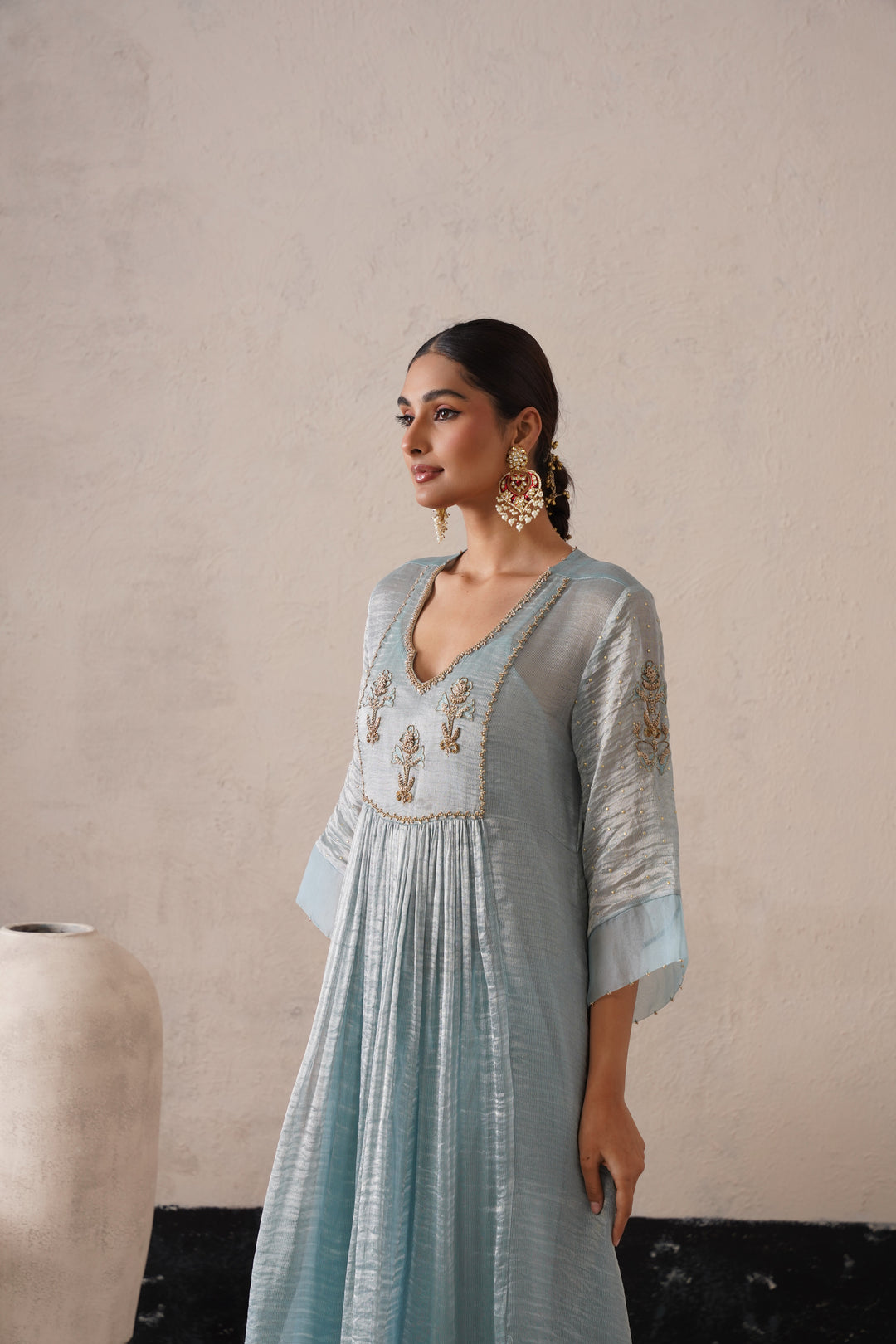 Powder Blue Gathers Kurta
