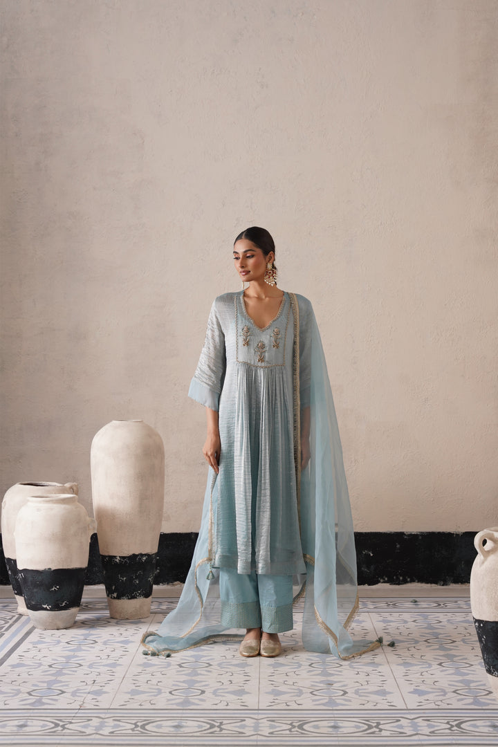 Powder Blue Gathers Kurta