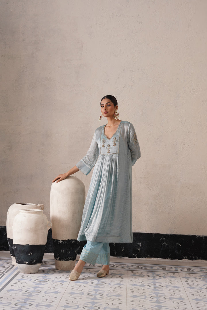Powder Blue Gathers Kurta