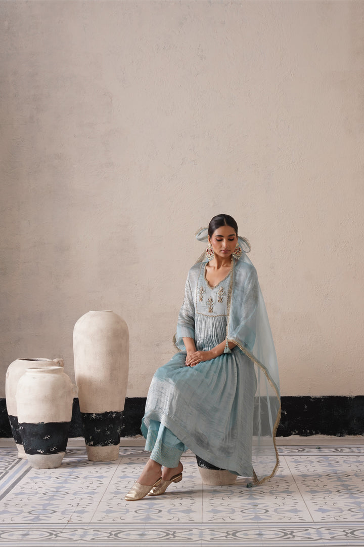 Powder Blue Gathers Kurta