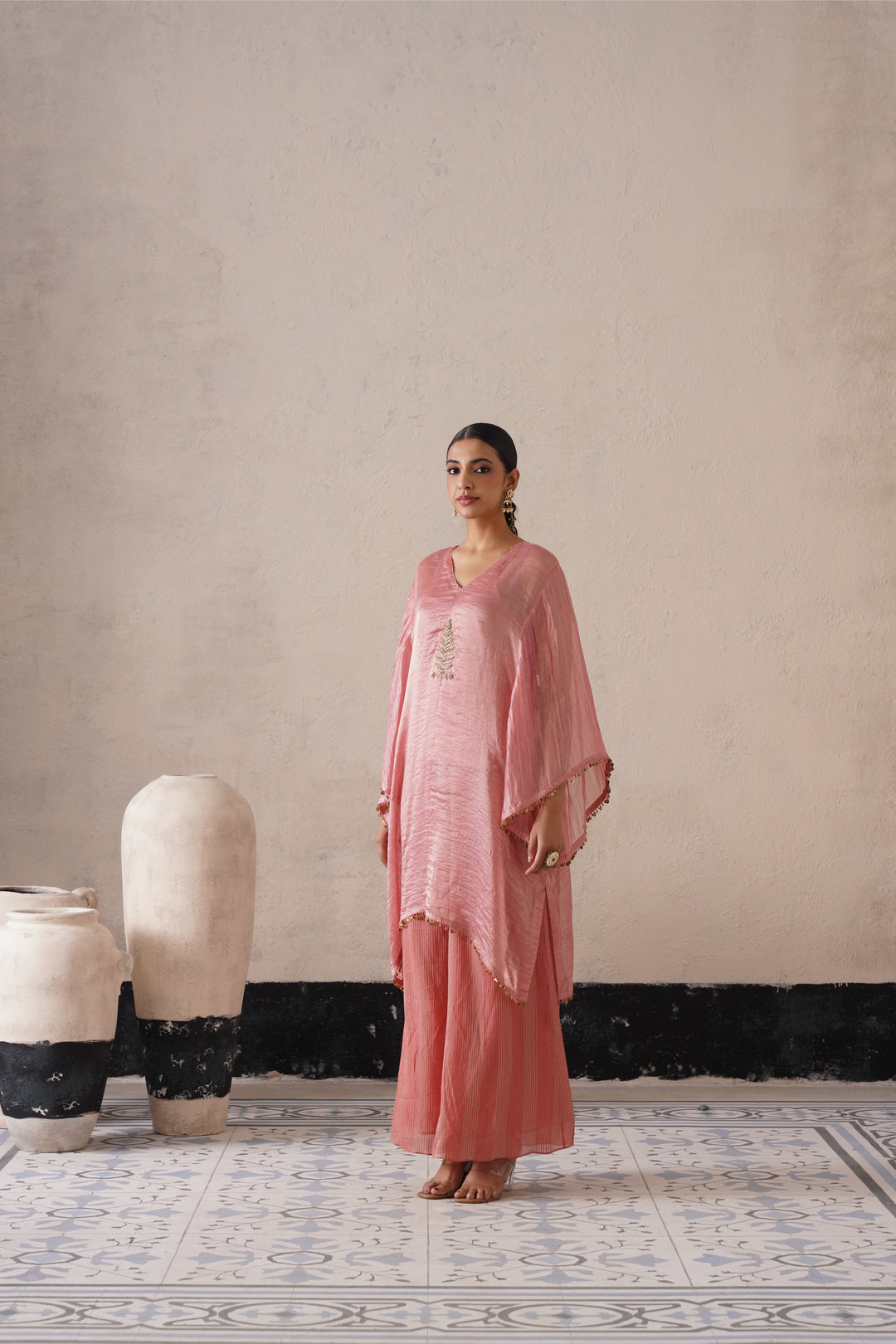 Blush Apricot Oval Kaftan Set