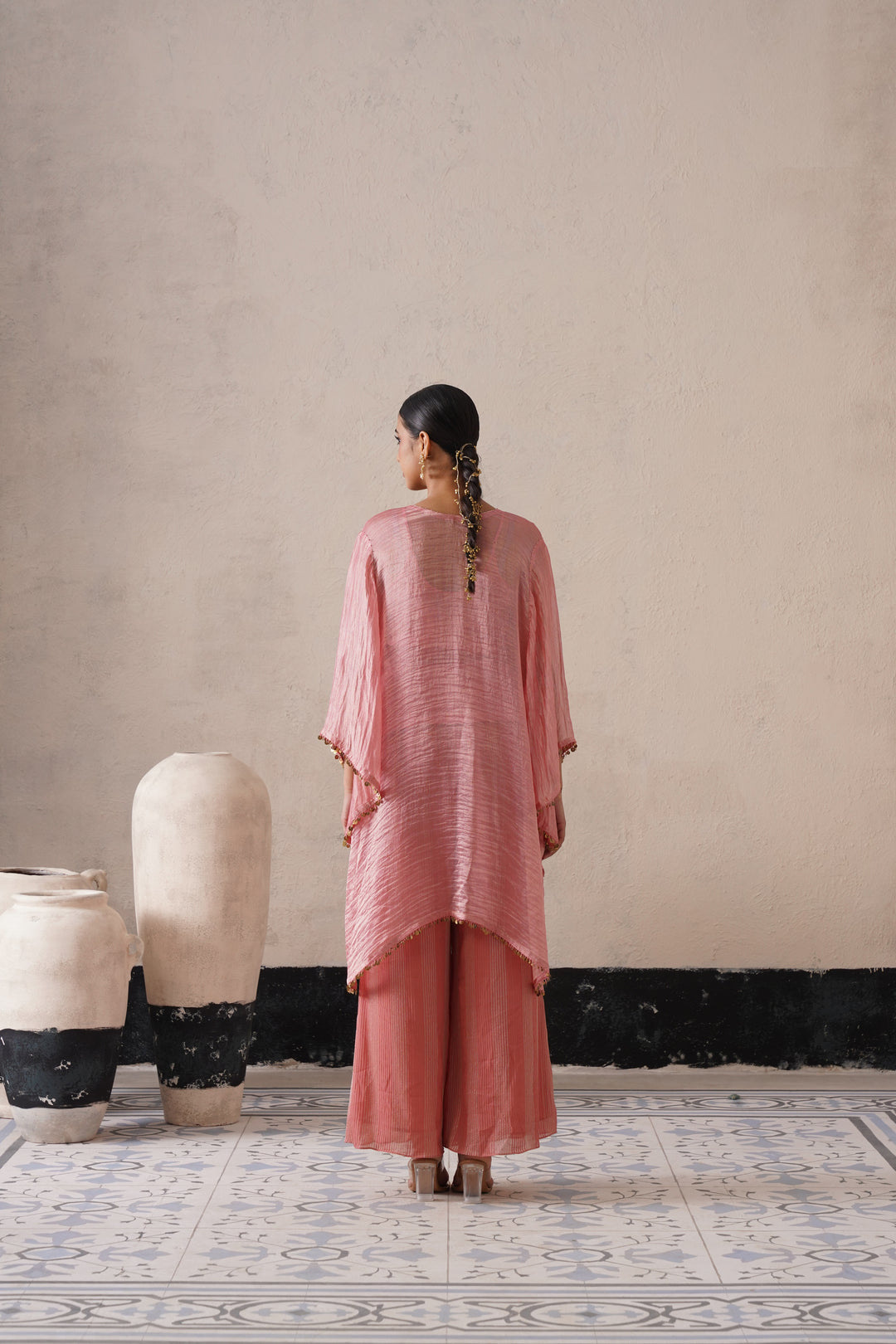Blush Apricot Oval Kaftan Set