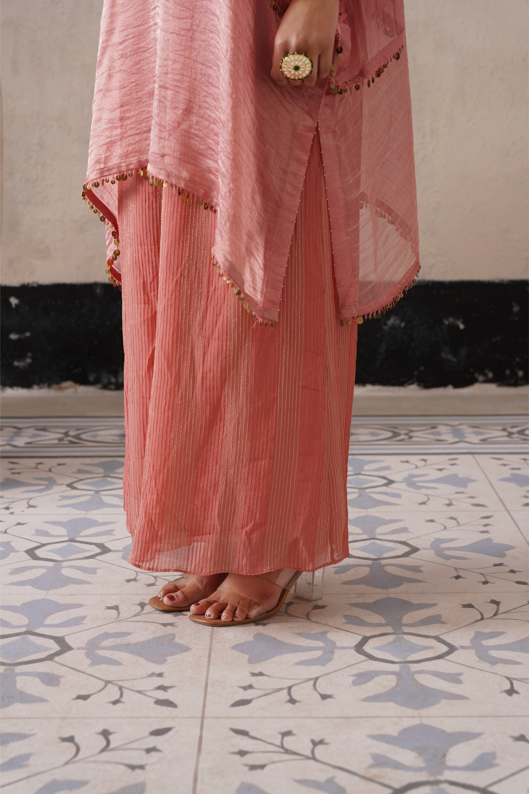 Blush Apricot Oval Kaftan Set