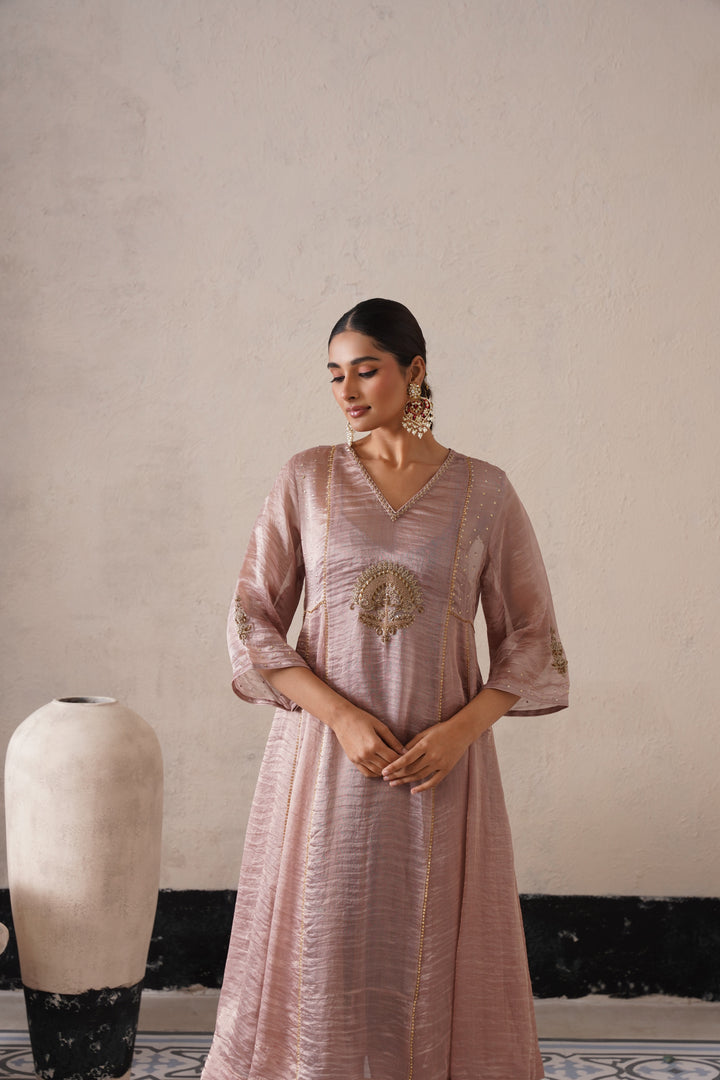Dusty Mauve Pannel a-line Kurta