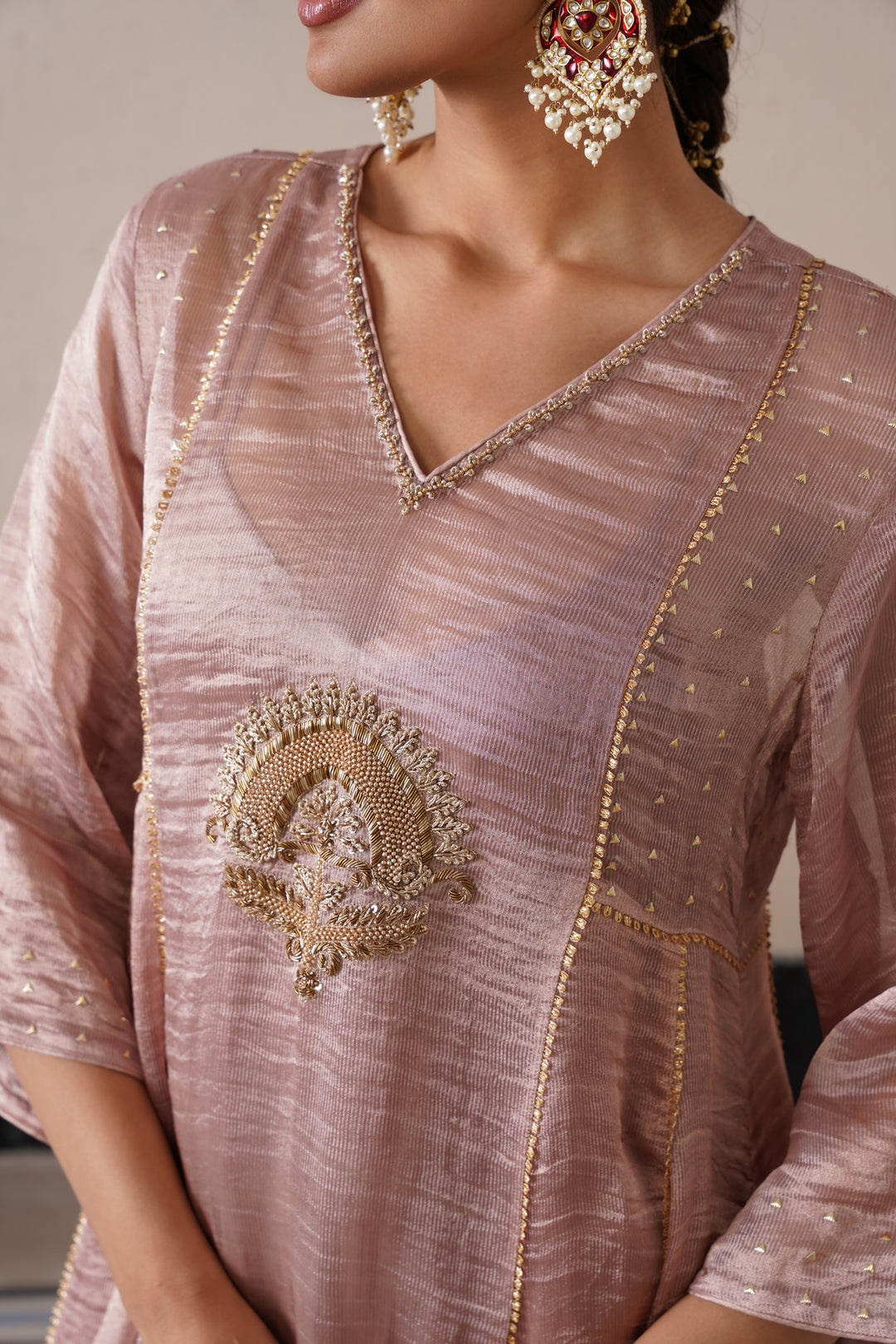Dusty Mauve Pannel a-line Kurta