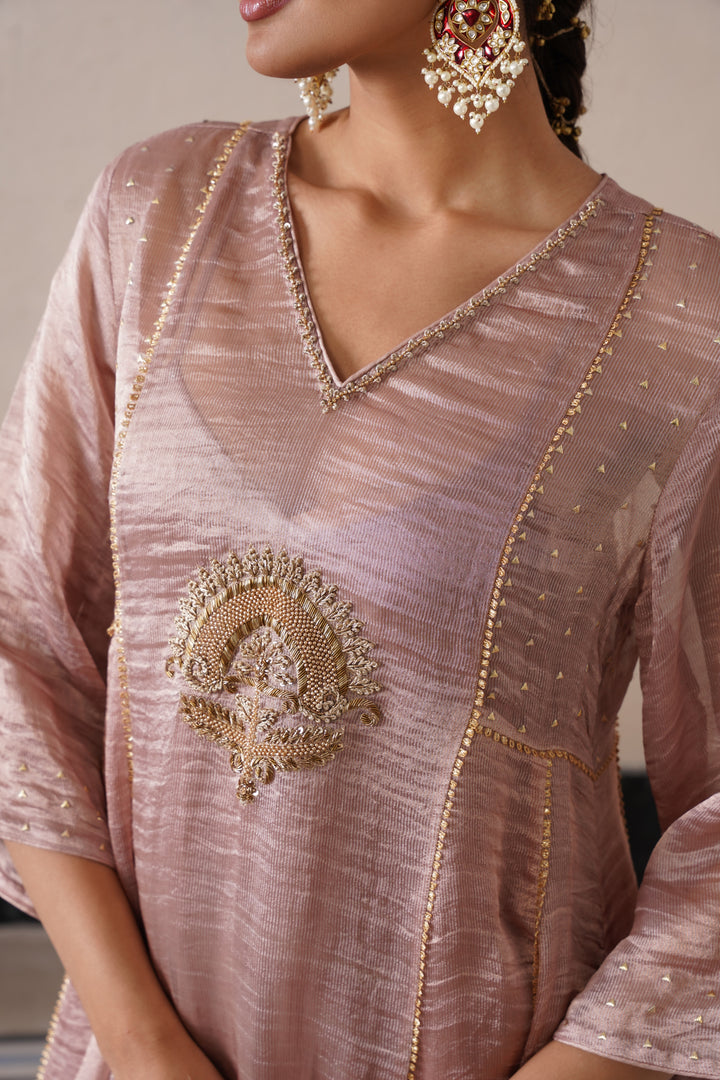 Dusty Mauve Pannel a-line Kurta
