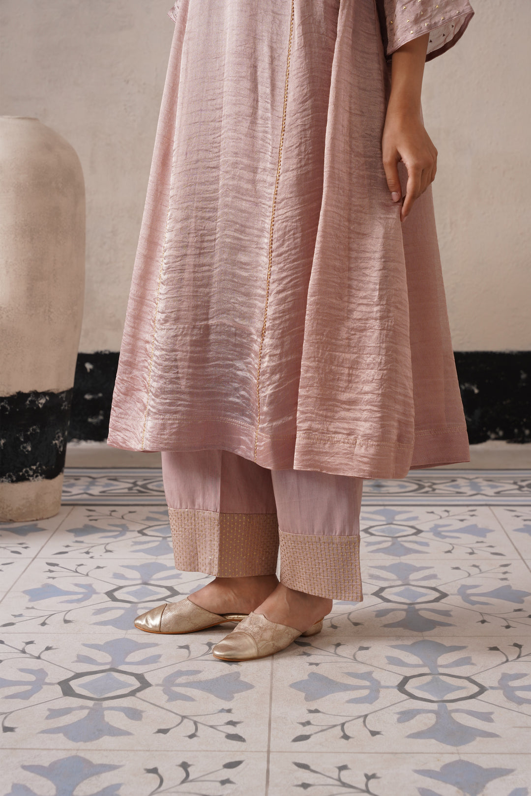 Dusty Mauve Pannel a-line Kurta