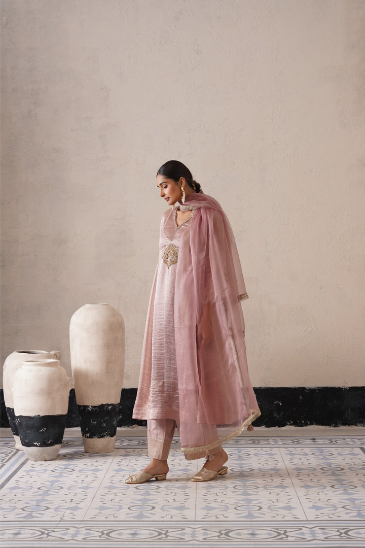 Dusty Mauve Pannel a-line Kurta