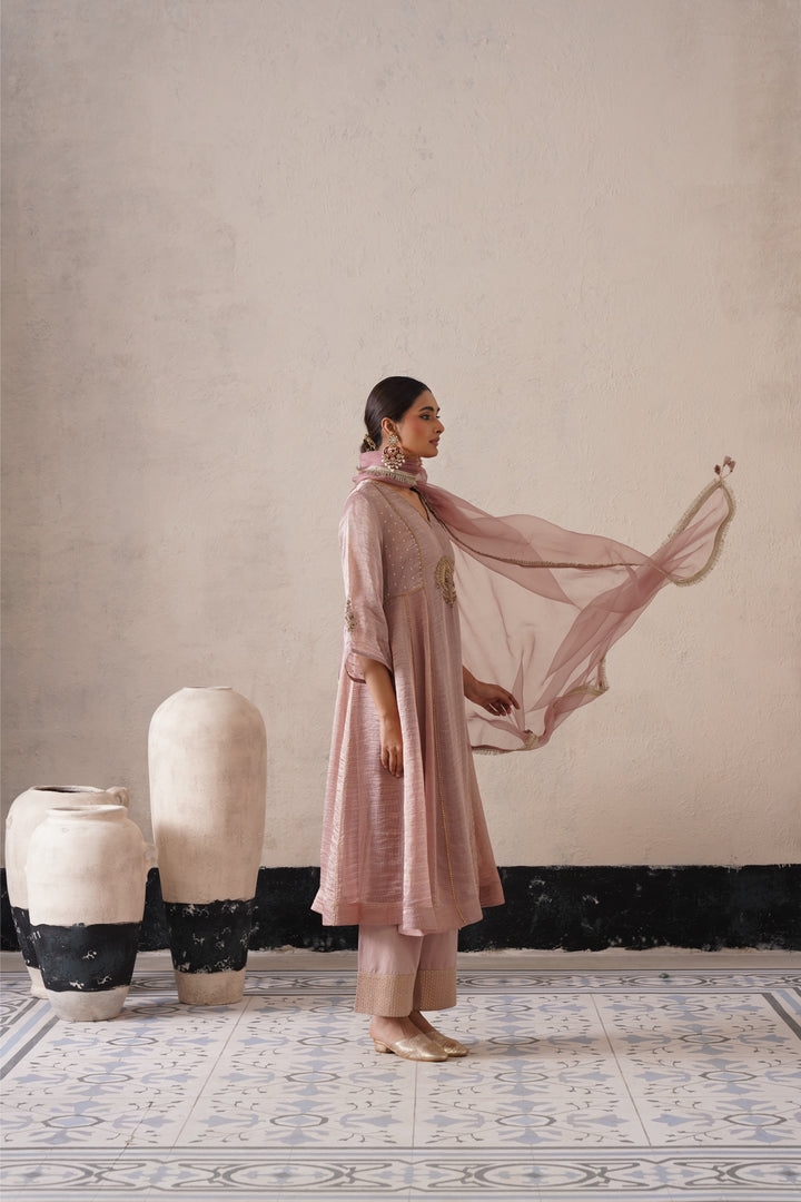 Dusty Mauve Pannel a-line Kurta