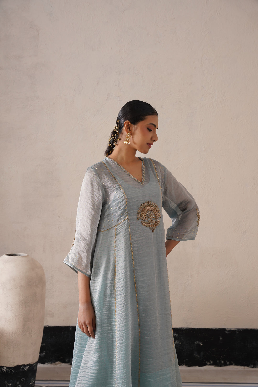 Powder Blue Pannel a-line Kurta