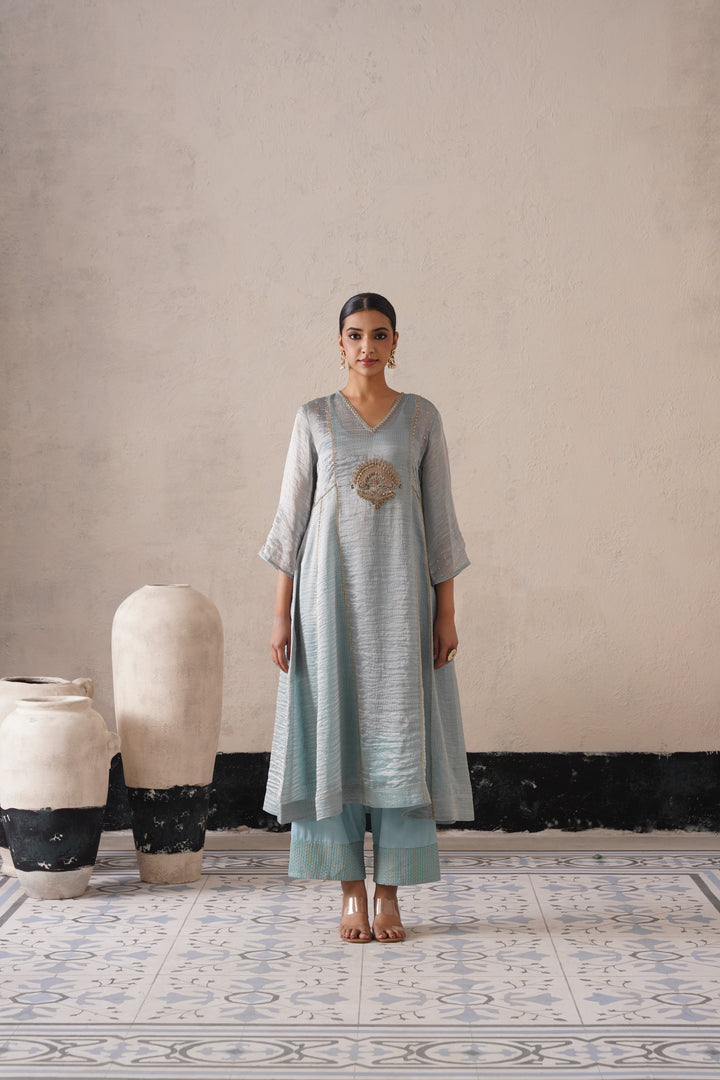 Powder Blue Pannel a-line Kurta