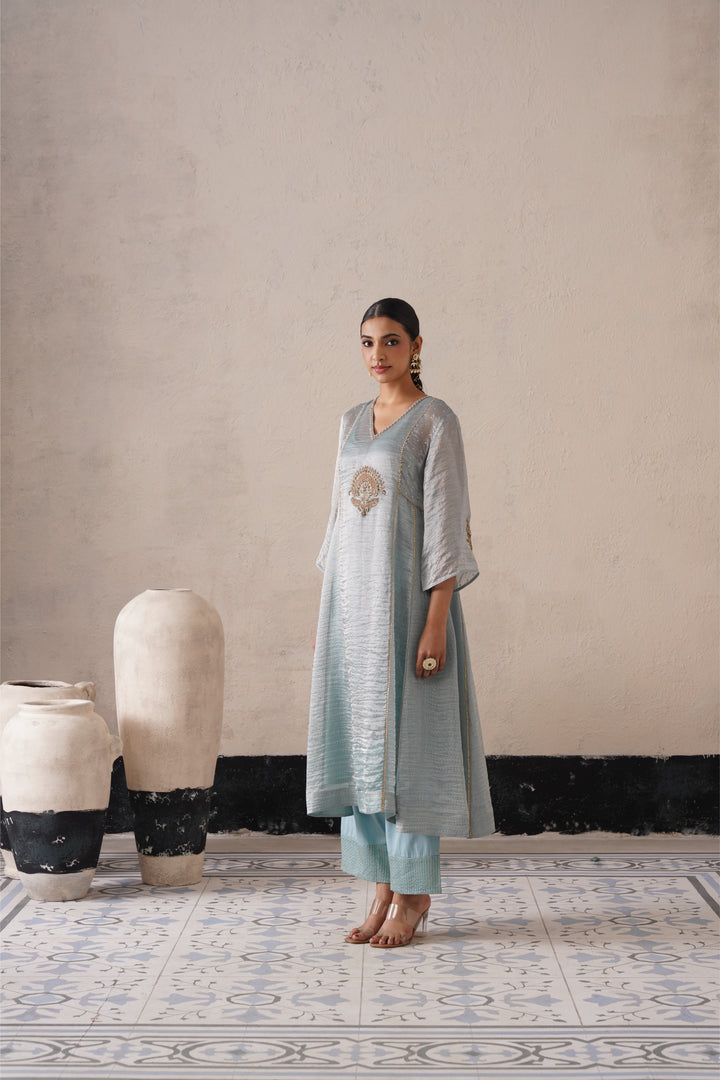 Powder Blue Pannel a-line Kurta
