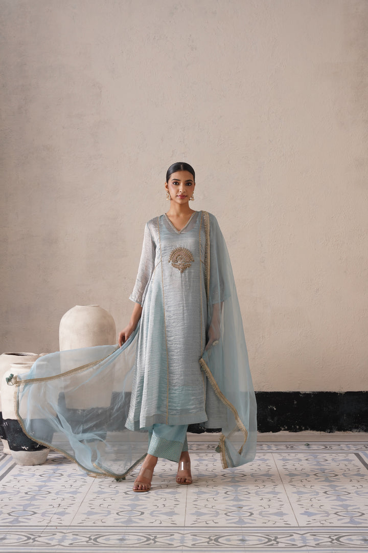 Powder Blue Pannel a-line Kurta