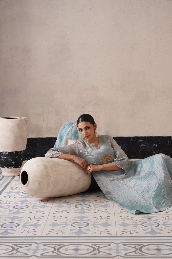 Powder Blue Pannel a-line Kurta