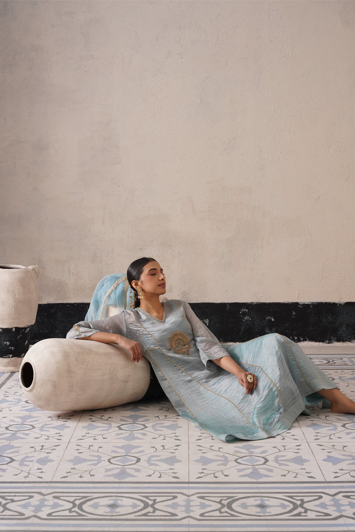Powder Blue Pannel a-line Kurta