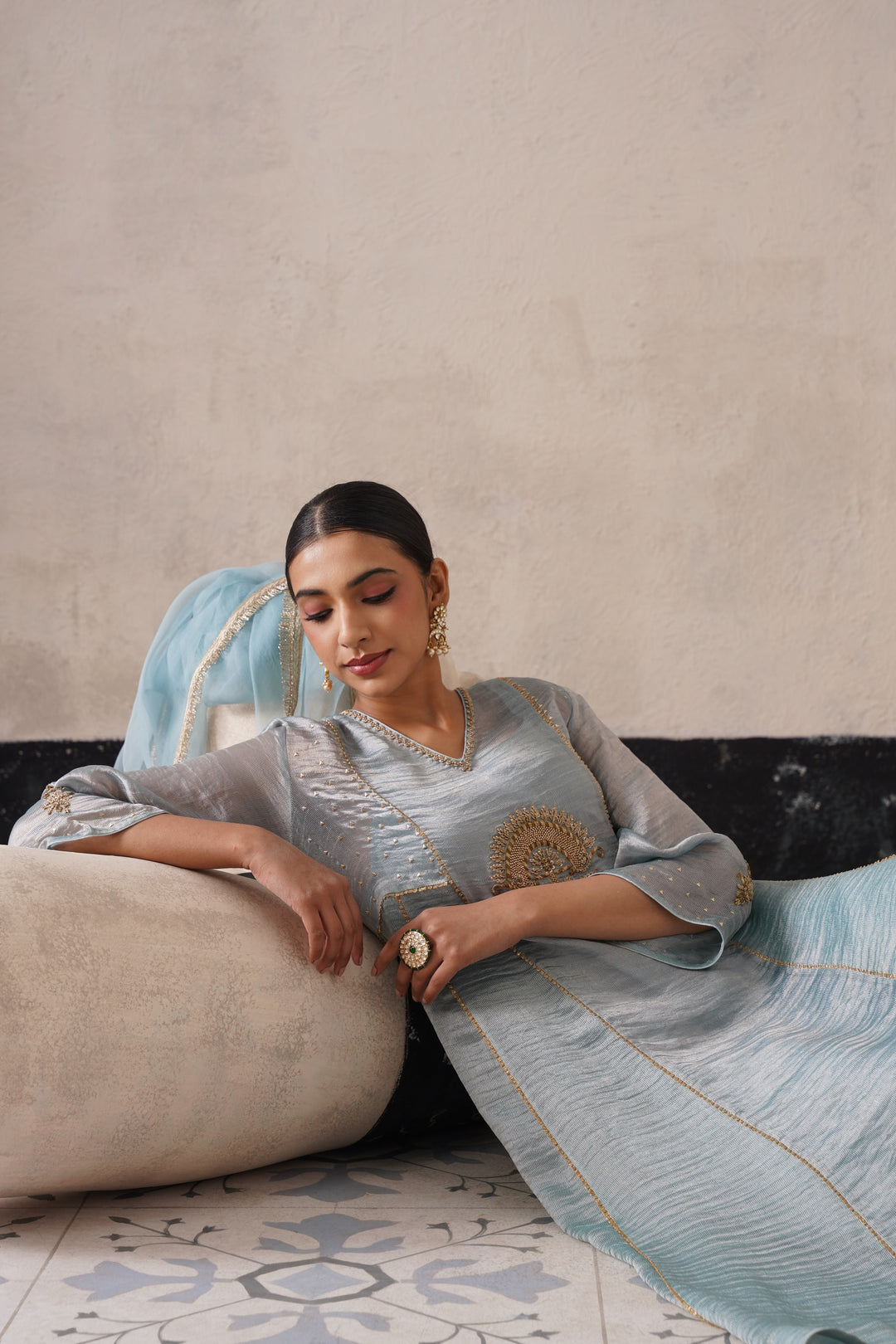 Powder Blue Pannel a-line Kurta
