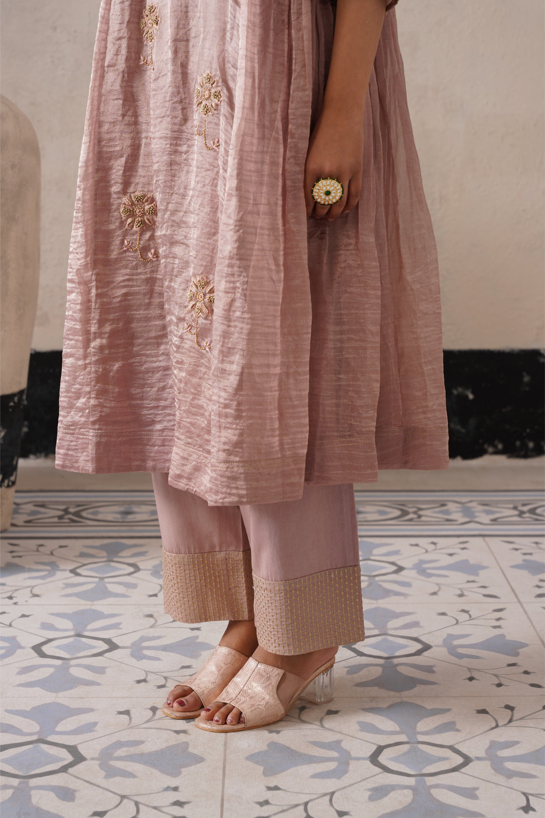 Dusty Mauve Curve Pannel Kurta