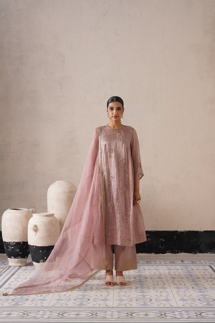 Dusty Mauve Curve Pannel Kurta