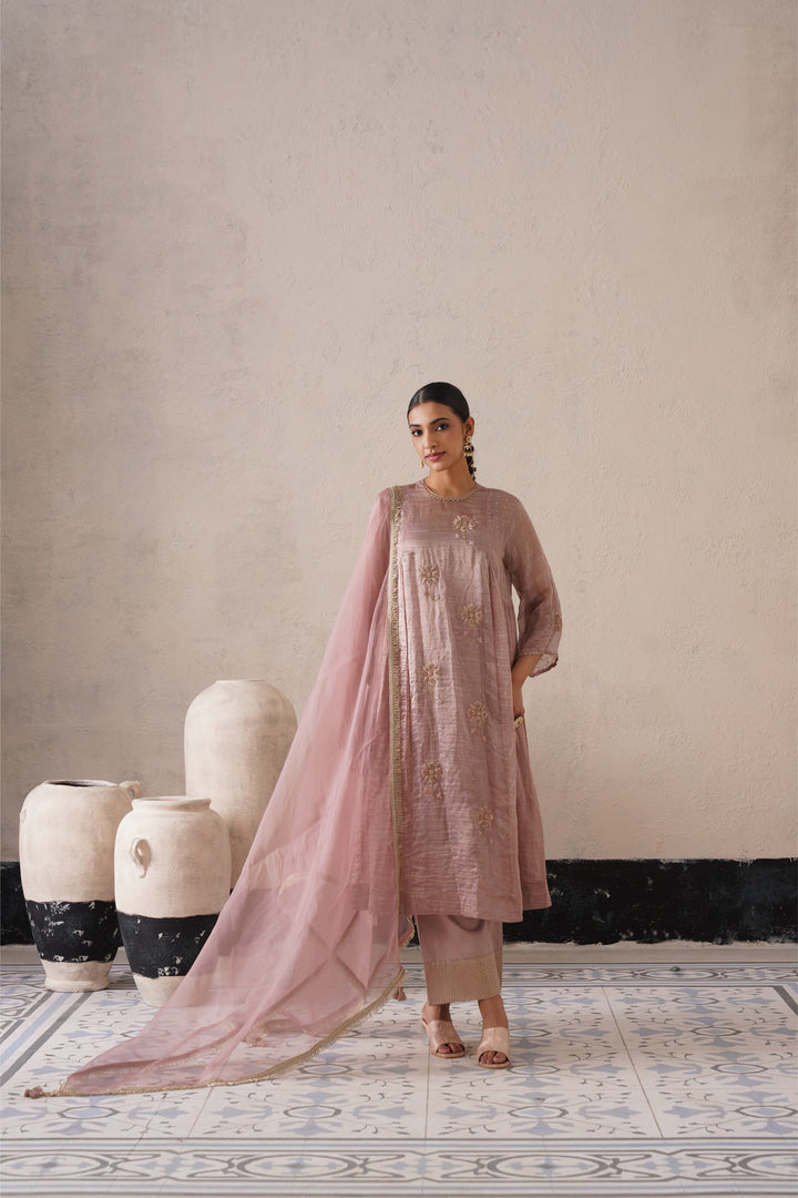 Dusty Mauve Curve Pannel Kurta