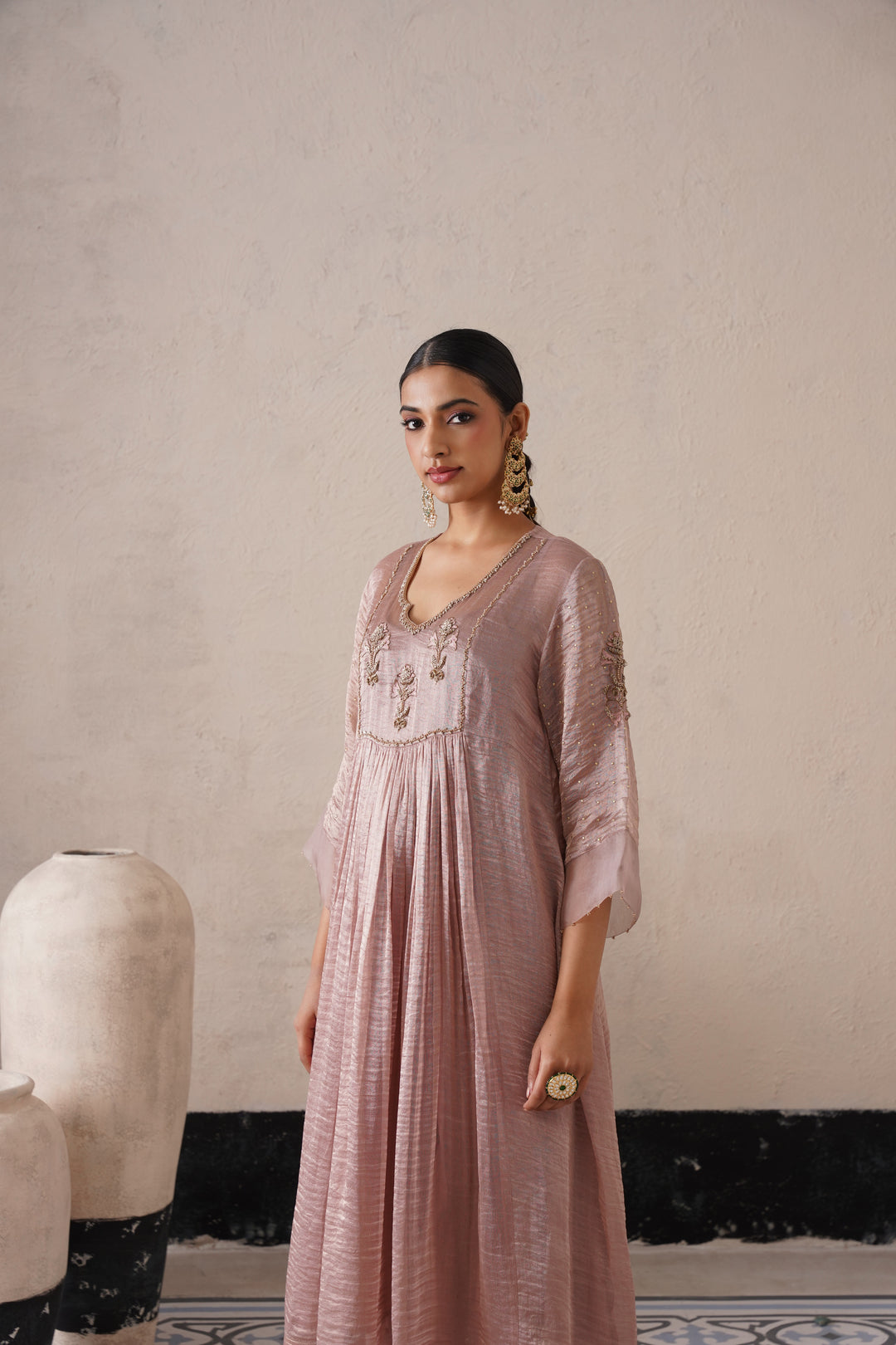 Dusty Mauve Curve Pannel Kurta