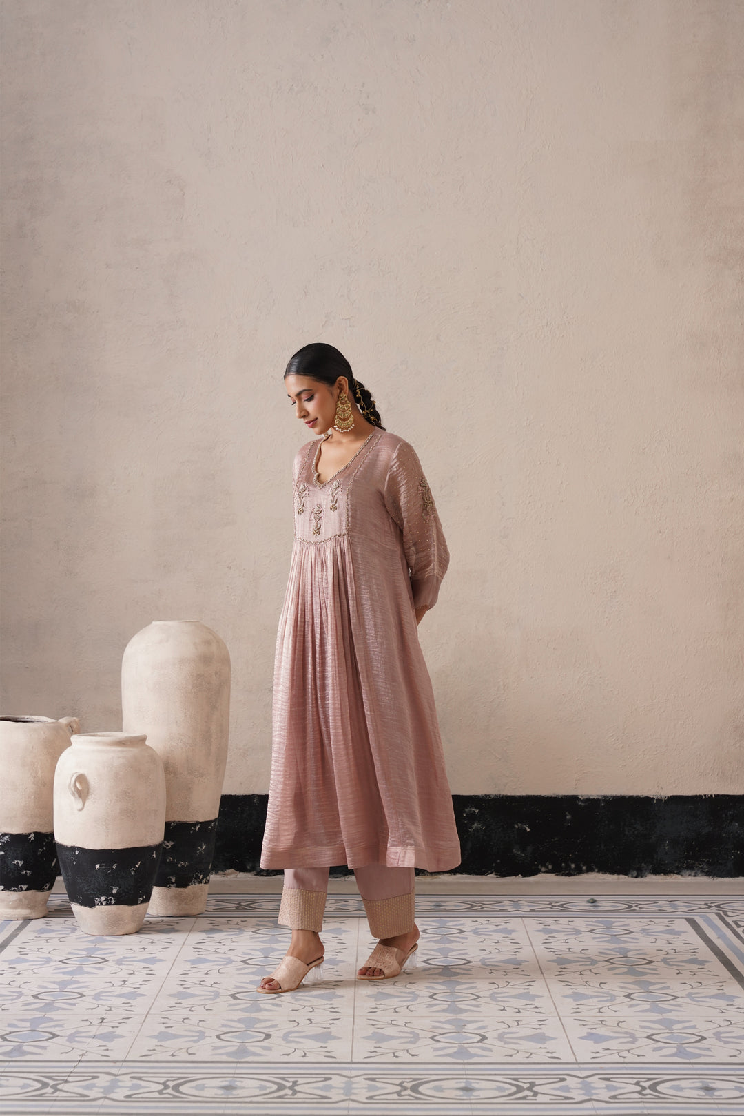 Dusty Mauve Gathers Kurta