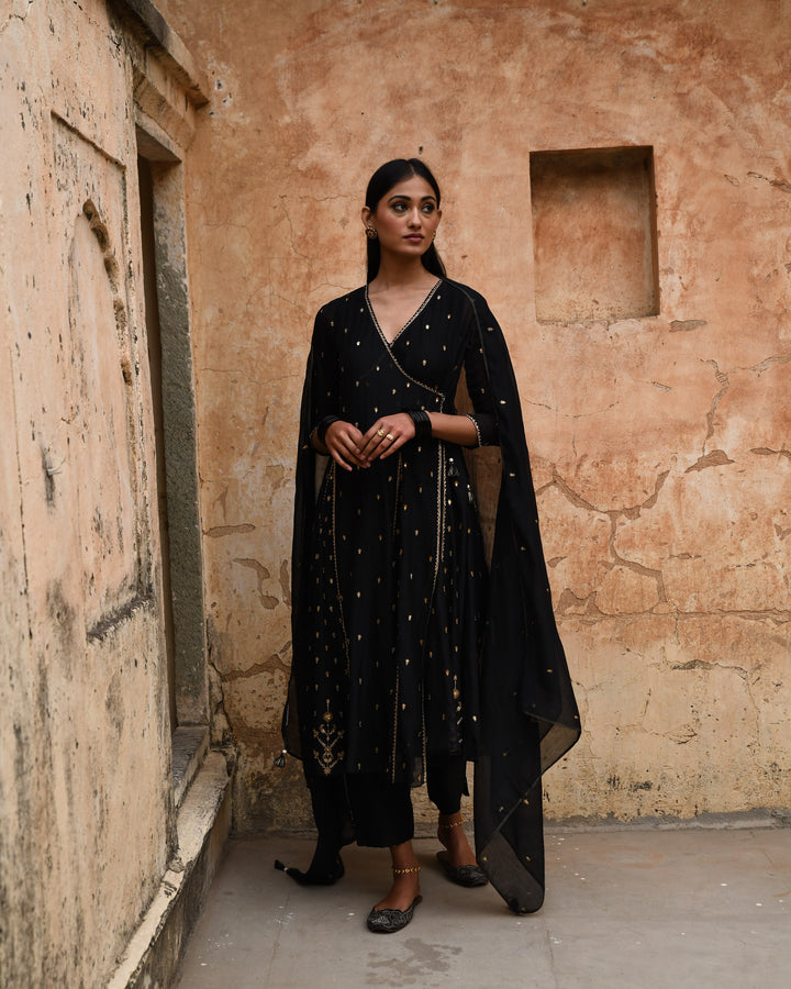 black angrakha set