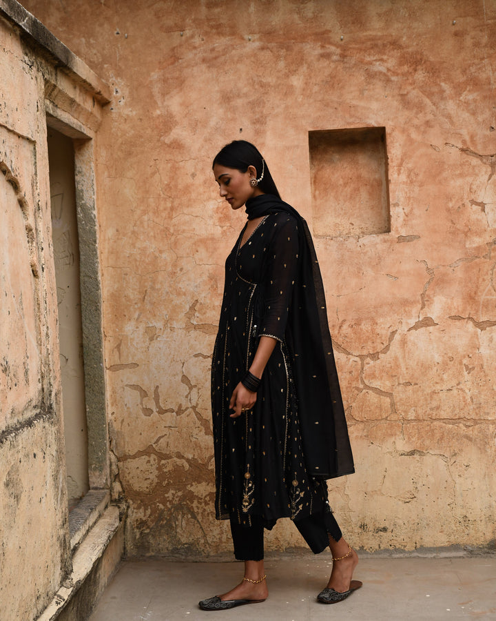 black angrakha set