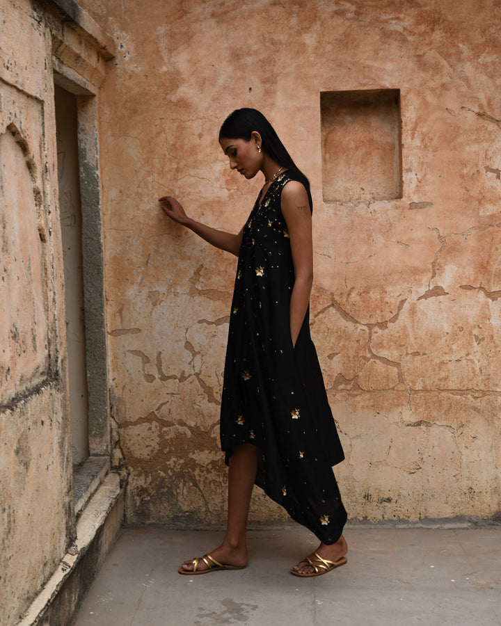 black asymmetric dress