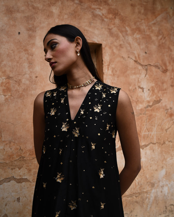 black asymmetric dress