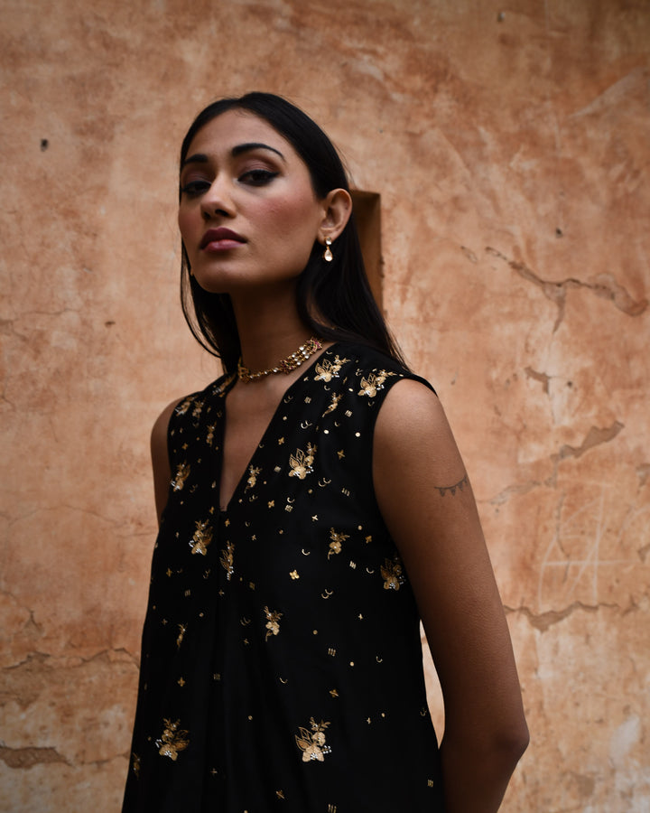 black asymmetric dress