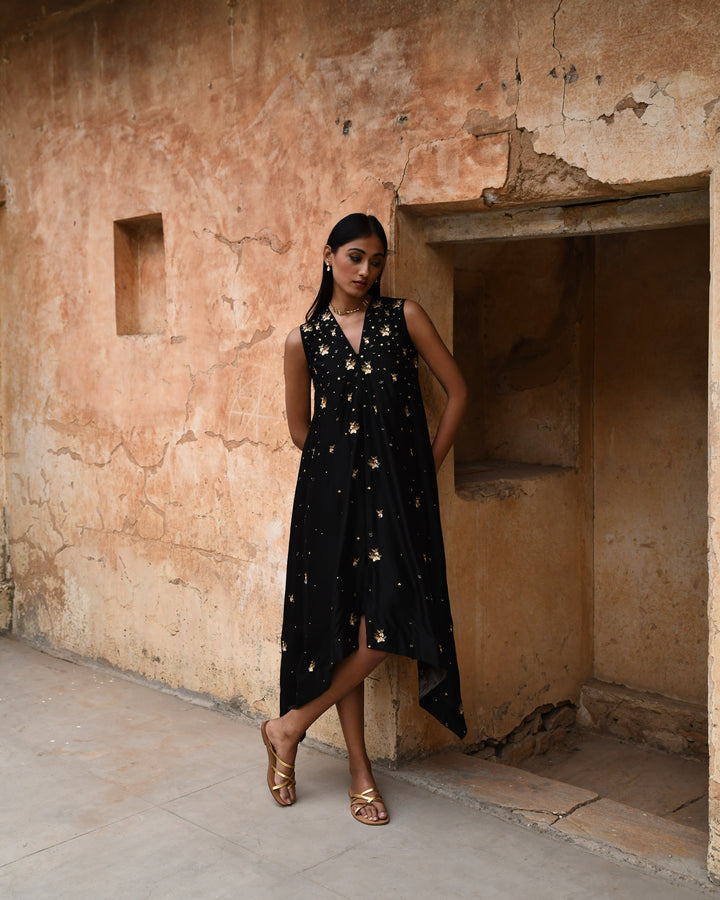 black asymmetric dress