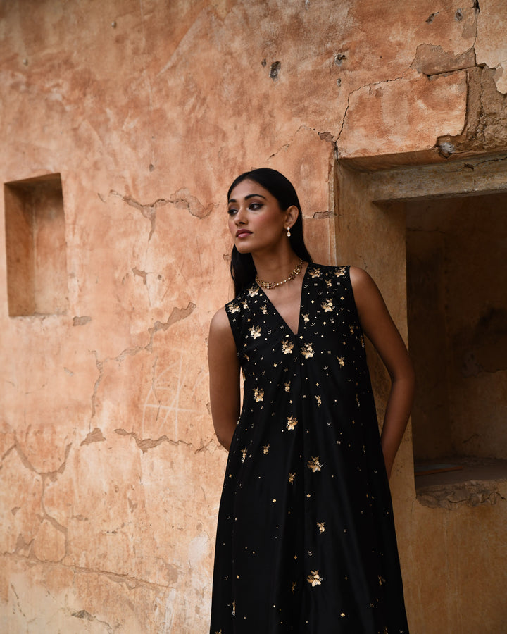 black asymmetric dress