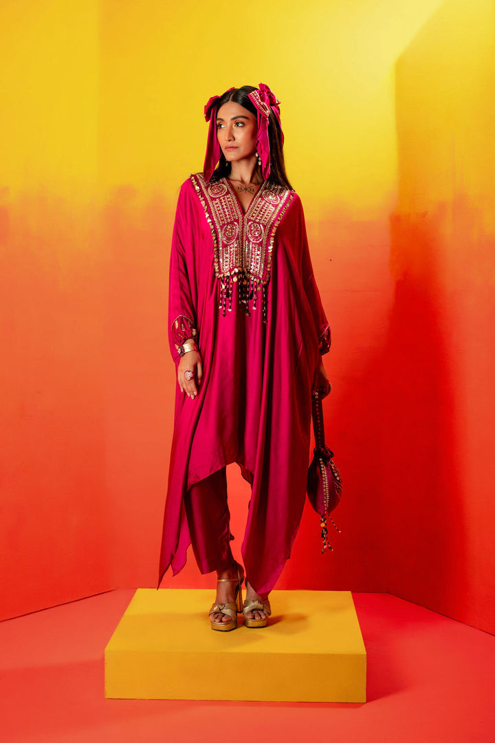 Tara Pink Kaftan With Wrap Skirt