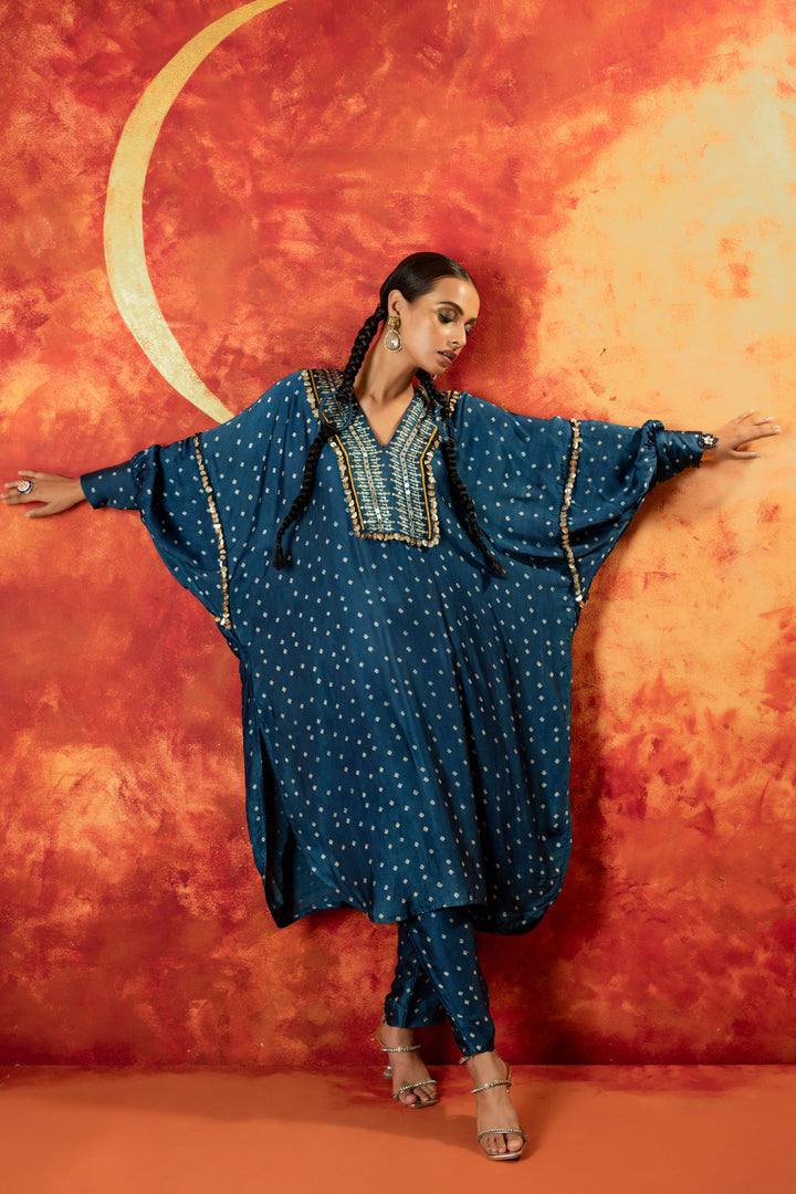 Hira AntiFit Ajrakh Indigo Kurta Set