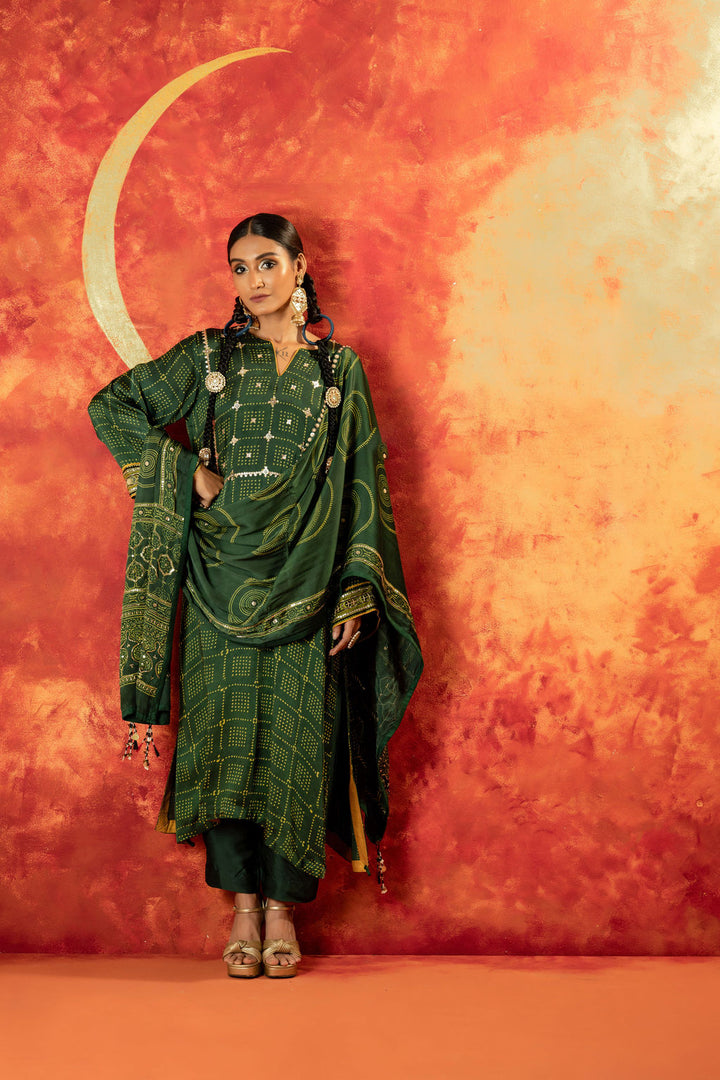 Sitara Ajrakh Straight Kurta With Ajrakh Dupatta