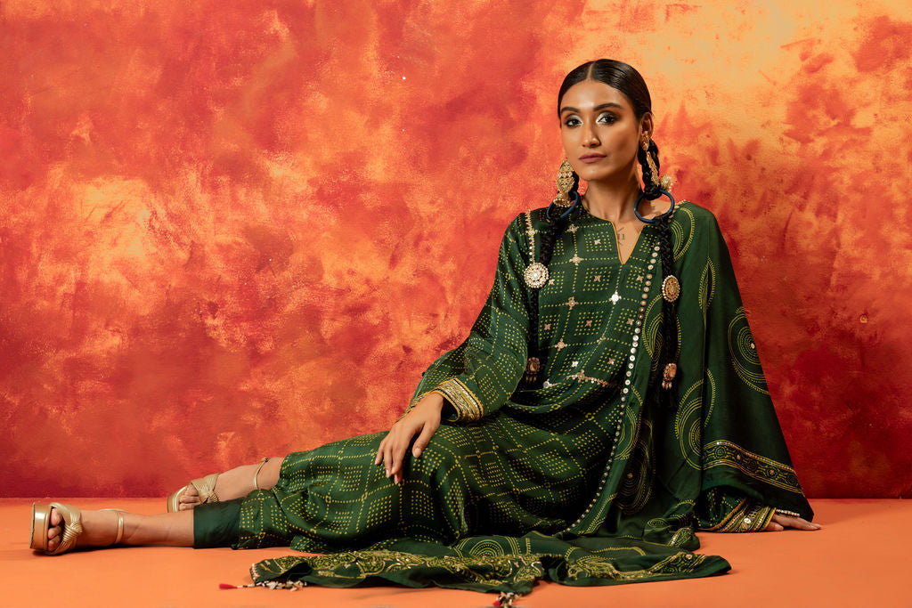 Sitara Ajrakh Straight Kurta With Ajrakh Dupatta