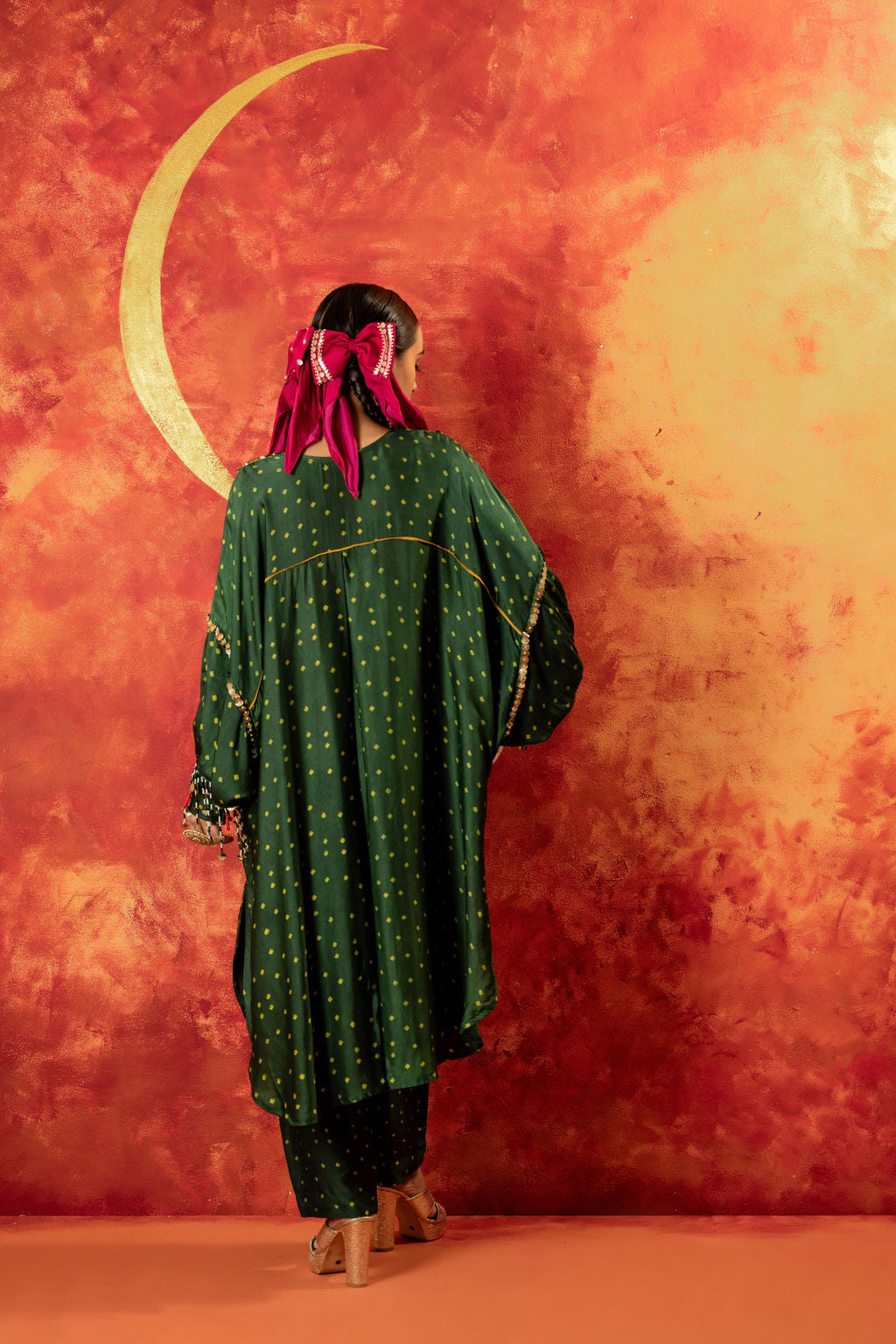 Hira AntiFit Ajrakh Green Kurta Set