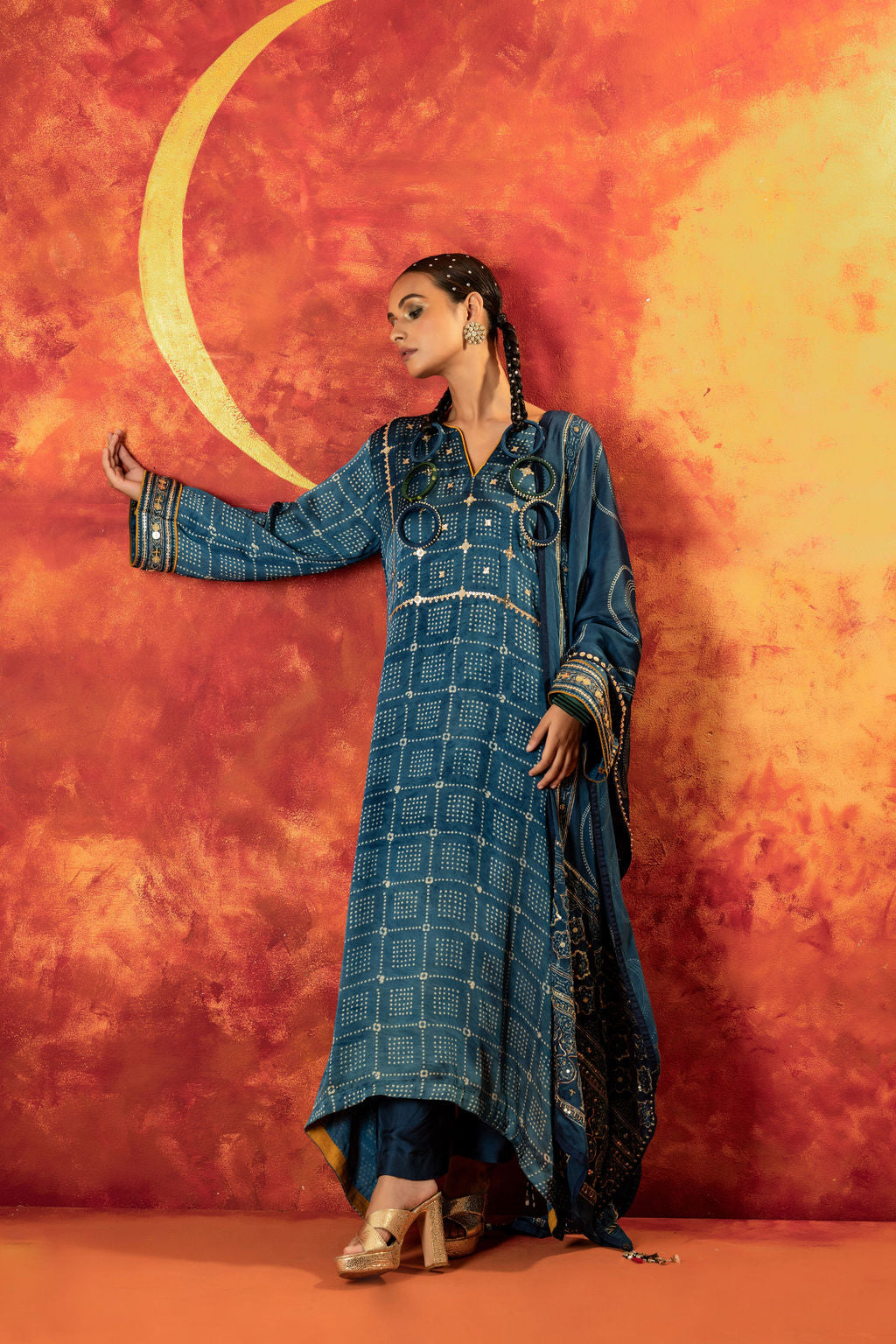 Heena Ajrakh Kurta Set With Dupatta