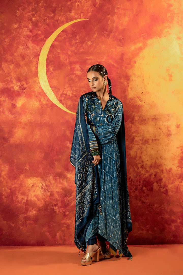 Heena Ajrakh Kurta Set With Dupatta