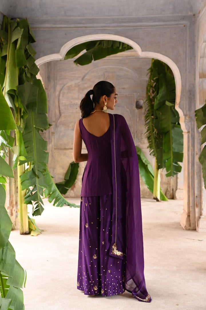 aubergine short kurta set