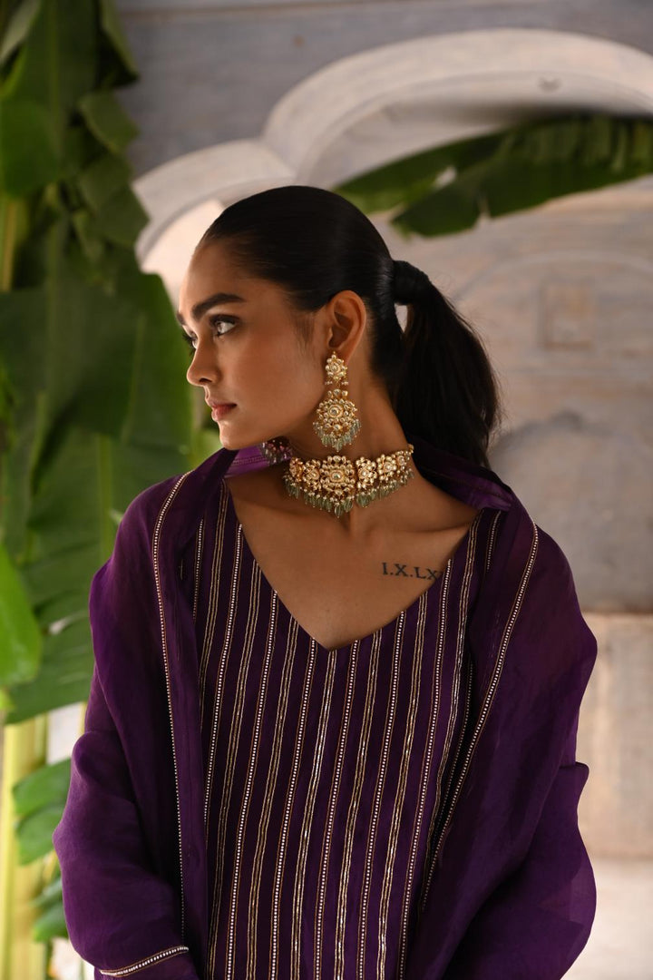 aubergine short kurta set