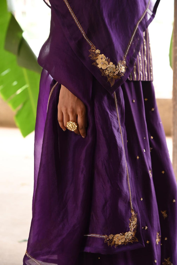 aubergine short kurta set