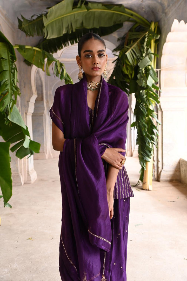 aubergine short kurta set