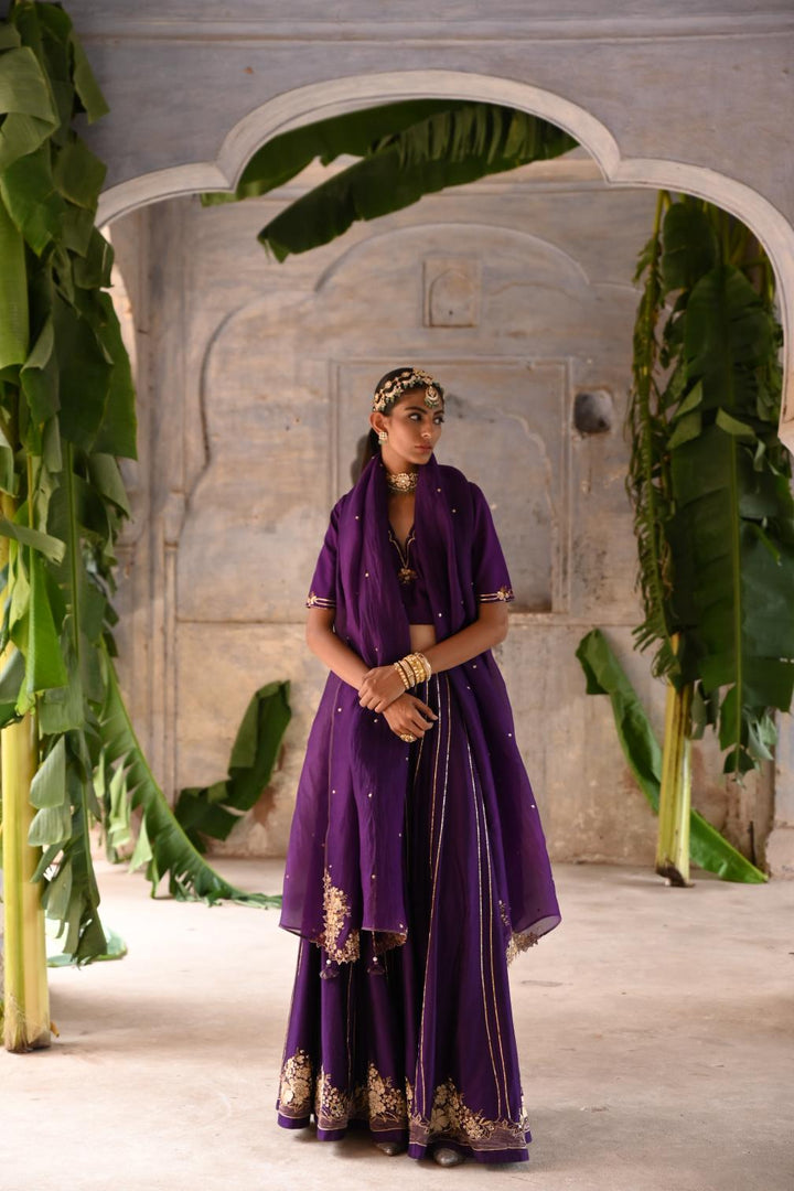 aubergine lehenga set