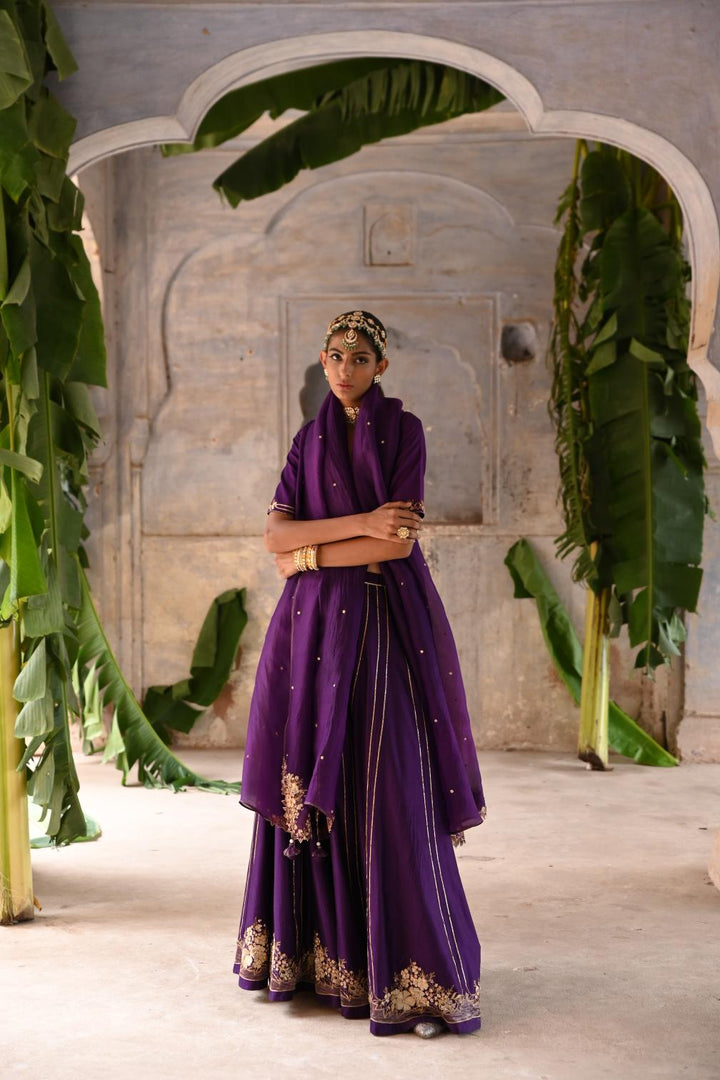 aubergine lehenga set