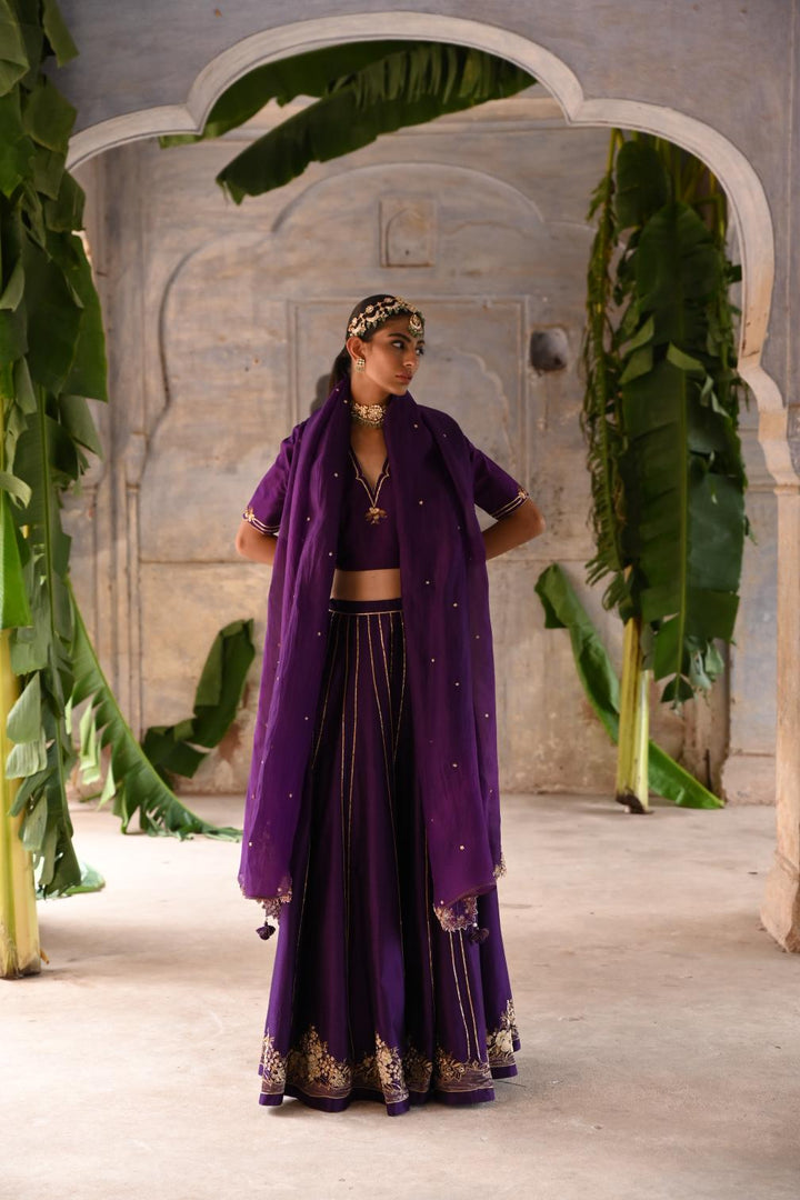 aubergine lehenga set